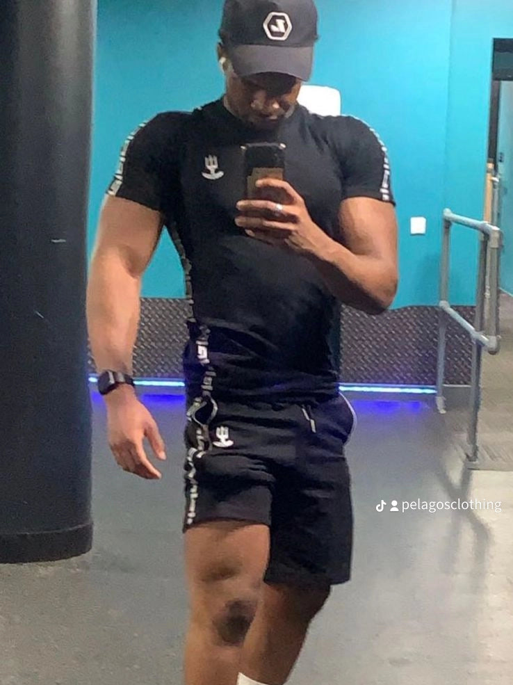 Black Taped Tight Gym Fit T shirt